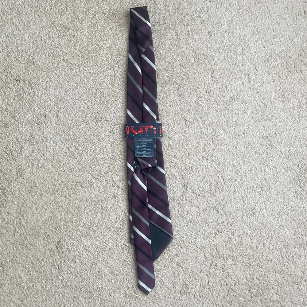 NWT Knightsbridge Striped Tie in Purple and Silver